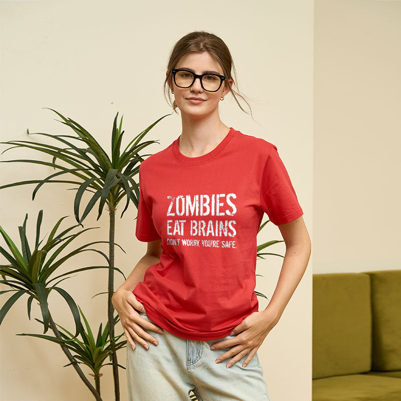 Zombies Eat Brains, You're Safe Geek T-Shirt