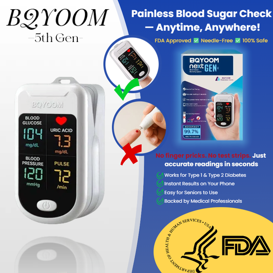 BQYOOMTM 5th Gen FDA-Approved Non-Invasive Glucose Testing — Say Goodbye to Finger Pricks