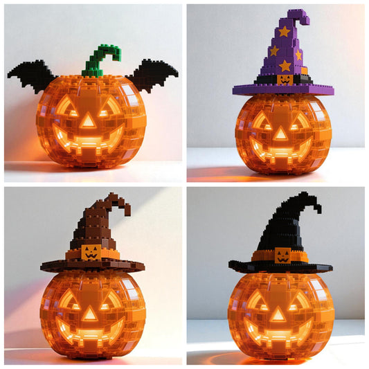 2025 Halloween Limited – Glowing Pumpkin Brick Lamp(4-PC)🎃
